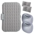 Inflatable car air mattress set with pillows and foot piers for back seat travel bed. - Wave / Silver Gray