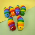 Rainbow sensory slug fidget toy, flexible articulated stress relief caterpillar toy for desk. - Caterpillar (8.5cm, with Keychain) / Rainbow