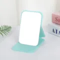 Portable Foldable Desktop Makeup Mirror PU Leather Stand Vanity Mirror Cute Travel Mirror - Lake Blue