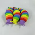 Rainbow articulated slug fidget toy, colorful flexible caterpillar stress relief sensory toy. - Slug (Small 14.5cm) / OPP Bag / Rainbow