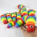 Colorful articulated sensory caterpillar slug fidget toy rainbow stress relief desktop toy - Colorful Caterpillar [14.5cm] + Loose
