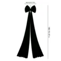 Christmas velvet bow decoration with long tails, 40cm width and 180cm height for holiday tree. - OPP Bag / Black