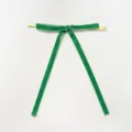 Green velvet twist tie ribbon detail showing soft texture and gold wire ends for decoration. - 12 Pieces Pack (22x15cm) / Grass Green