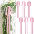 6er Set rosa Samt Schleifen für Weihnachtsbaum Hängende Dekoration große Geschenkbox Deko. - Rosa