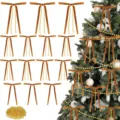 Velvet bow Christmas tree hanging ornament with long pearl chain holiday decor accessories set - 48 Pieces/Set / Dark Coffee