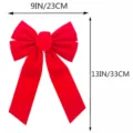 Red Christmas velvet bow decoration pendant with size specifications 9in and 13in for holiday tree. - Plain Edge / 23x33cm / Red