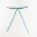 Light blue velvet ribbon pendant with gold metal ends for Christmas holiday decor. - 12 Pieces Pack (22x15cm) / Sky Blue