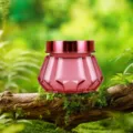 Rosa facettiertes Glasgefäss für Auto Festes Parfum Lufterfrischer mit rotem Metalldeckel Behälter - Zufällige Begegnung / Rosa