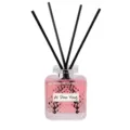 Viereckige Glasflasche Raumduft Set Mit Rosa Duftöl Und Schwarzen Stäbchen Für Zuhause - Weißer Pfirsich Oolong