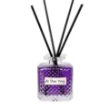 Purple liquid reed diffuser with black sticks in square glass bottle for home room air fresh - Lavender