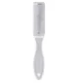 Double-sided foot file and callus remover tool with clear handle for smooth heels and dead skin. - White