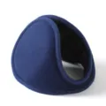 Dark blue winter warm bandless earmuffs, cozy fleece lined ear covers for cold weather outdoor. - Blue
