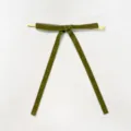 Olive green velvet bow detail, elegant festive hanging ornament with metallic gold tips. - 12 Pieces Pack (22x15cm) / Olive Green