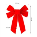 Lazo de Navidad de terciopelo rojo 25x35cm decoracion festiva para arbol y caja de regalo. - Borde Liso / 25x35cm / Rojo
