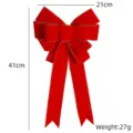 Christmas red velvet bow hanging ornament gift box wreath decoration 21x41cm 27g - Gold Thread Edge / 20x40cm / Red