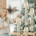Extra große Samt Weihnachtsbaum Schleifen für festliche Heimdekoration und Christbaumschmuck. - Gebrochenes Weiß