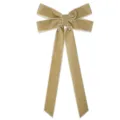 Elegant champagne velvet bow with long tails, perfect for Christmas tree and holiday home decor. - Large Size 13*26cm [Waist Wrap Style - Light Brown]