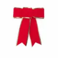 Red velvet Christmas bow with gold trim, perfect for holiday tree and gift decoration. - Gold Bar Edge / 15x19cm / Red