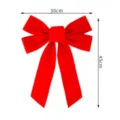 Red Velvet Christmas Bow 30x45cm Giant Hanging Ornament for Tree Wreath Gift Box Decor - Plain Edge / 30x45cm / Red