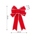 Christmas red velvet bow with white trim for tree decoration, gift box wrapping and wreath. - White Faux Fur Edge / 24x35cm / Red