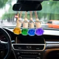 Car perfume glass pendant rearview mirror hanging air freshener bottle multi color options - Gold Wire Five Rings Pendant