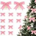 Fiocchi di Natale rosa decorazioni per albero in velluto ciondoli festivi appesi - Fiocco a Coda di Rondine / 9x9cm (1 Pezzo) / Rosa