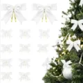 Fiocchi di Natale bianchi decorazioni per albero di Natale e ghirlande in tessuto fine - Fiocco a Coda di Rondine / 9x9cm (1 Pezzo) / Bianco