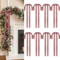 Natale fiocchi in velluto glitter rosa ornamenti sospesi per albero festa decoro 8pz - 30x50cm / Rosa