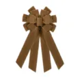 Large brown velvet Christmas tree topper bow with long tails for holiday home party decor - Coffee