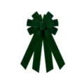 Dark green velvet Christmas bow detail view, plush texture tree topper and holiday decor ribbon. - Dark Green