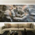 Κομψή ταπετσαρία 3D ανάγλυφο λευκό τριαντάφυλλο για διακόσμηση τοίχου σαλονιού και καναπέ - 120x240CM / Λευκό (BHOO1)