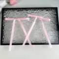 Pink long tail ribbon bow hair clip, sweet hair accessories for daily wear and party styling. - Pink