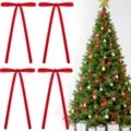 Κοκκινες βελουδινες φιογκοι για δεντρο χριστουγεννων μακρια ουρα διακοσμηση λεπτομερεια - Κόκκινο
