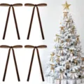 30CM velvet Christmas bows with long tails, perfect for tree hanging, wreath, and gift decor. - Black Coffee