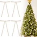 Velvet Christmas bow decoration for tree and wreath hanging pendant, elegant holiday home decor. - White