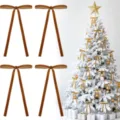 Velvet Christmas bows detail showing long tails and rich texture for holiday tree decor. - Dark Coffee