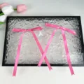 Pink satin ribbon bow with long tails, wire-tied decorative bow for DIY craft decor. - Rose Red