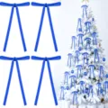 Blue velvet Christmas bows for tree decoration, long tail ribbon bow set for holiday home decor. - Sapphire Blue