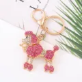 Niedlicher Strass Pudel Schlüsselanhänger Metall Hunde Schlüsselring Taschenanhänger - Rosa