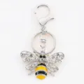 Glitzernde Bienen Schlüsselanhänger Metall Kristall Insekt Tasche Anhänger Gelb Schwarz - Silber