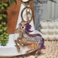 Goldfarbener Strass Pferd Schlüsselanhänger glänzende Kristall Tasche Anhänger für Damen. - Farbe 3
