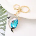 Dolphin rhinestone keychain with blue crystal, cute metal ring pendant for bags and car keys. - Dolphin 6