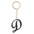 Porte-clés lettre D en métal tendance pendentif anneau doré élégant pour sac de femmes - Lettre D