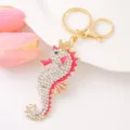 Exquisite rhinestone seahorse keychain with crown, pink crystal metal bag charm pendant. - Seahorse 5