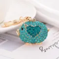 Portachiavi maialino in strass cristallo di lusso con cuore ciondolo borsa metallo dorato regalo - Blu