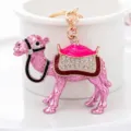 Roze strass kameel metalen sleutelhanger schattige dier tas charm ring hanger cadeau voor vrouwen - Stijl 2