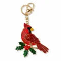 Noël oiseau rouge strass porte-clés alliage métal sac charme rétro voiture pendentif - Couleur 1