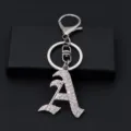 Porte-clés lettre A strass brillant pendentif de sac à dos argenté accessoire cadeau - Lettre A