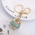 Porte-clés bassin au trésor style chinois avec strass brillants et pendentif porte-bonheur. - Couleur 4