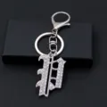 Silver rhinestone letter P keychain, sparkling crystal metal initial keyring for bag and keys. - Letter P